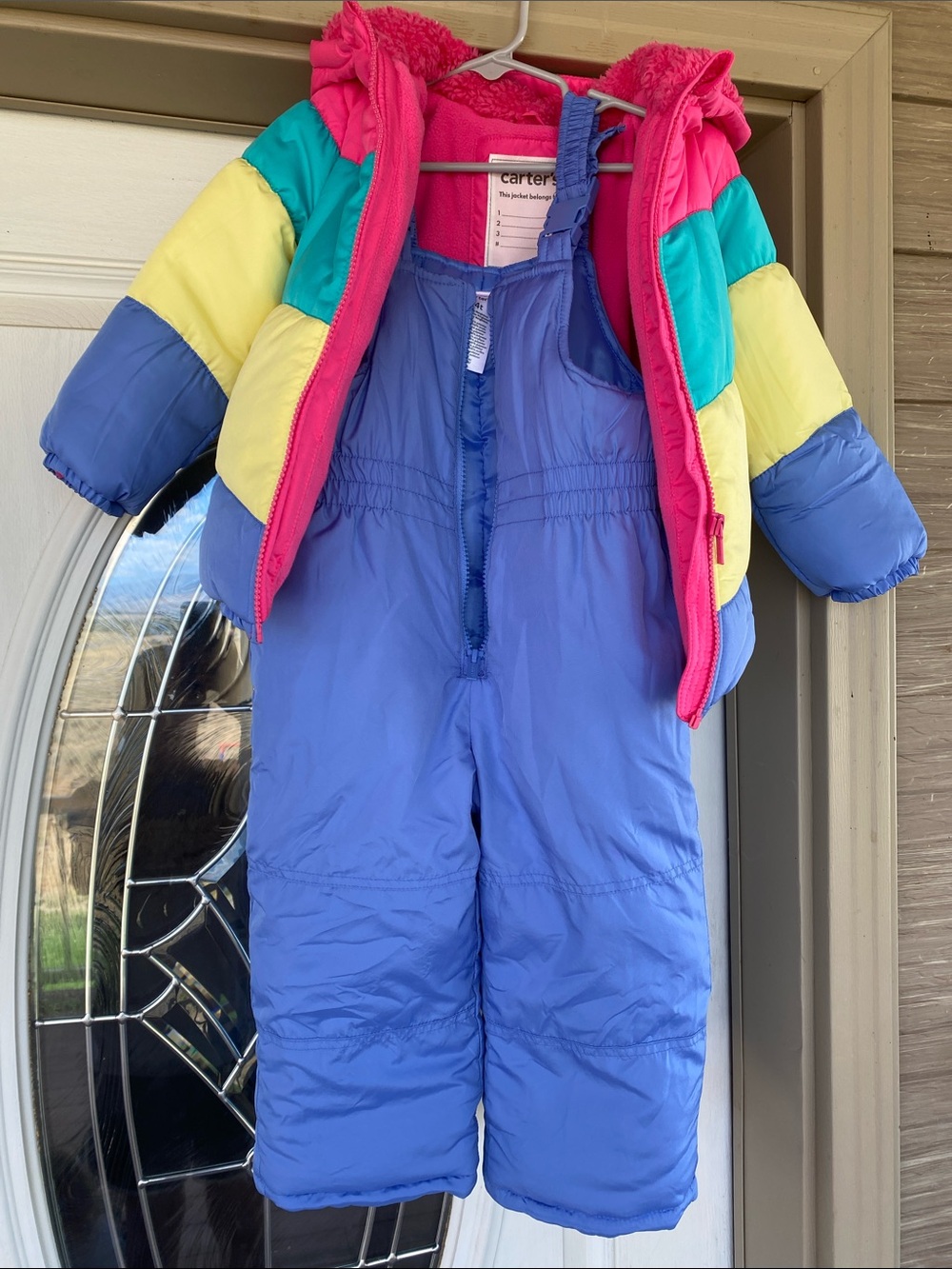 Carter's Multicolor Girls Snow Overalls with Blue Bib